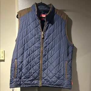 Coleman Blue Quilted Vest with Brown Accents